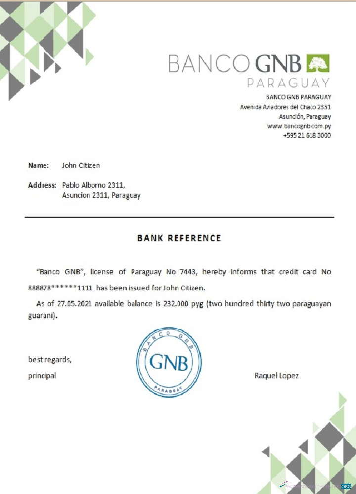 Download Paraguay Banco GNB reference Photoshop template
